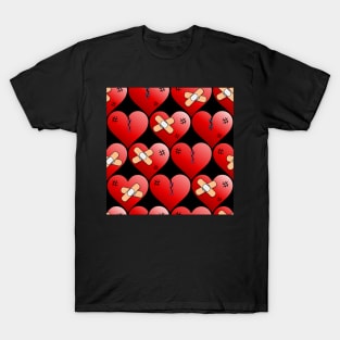 broken heart pattern on black T-Shirt